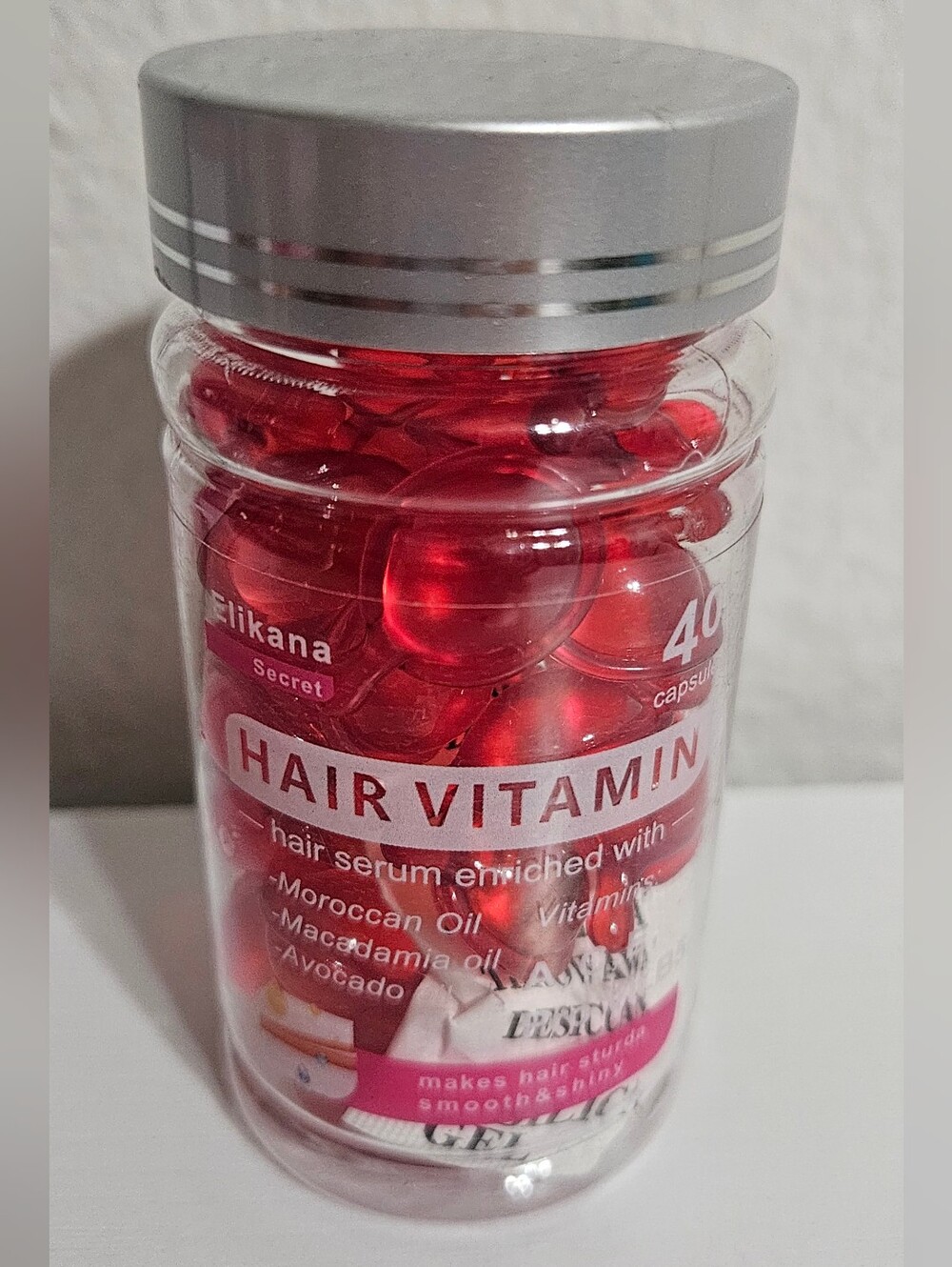 Hair Vitamin Capsules - Red Clear Jar